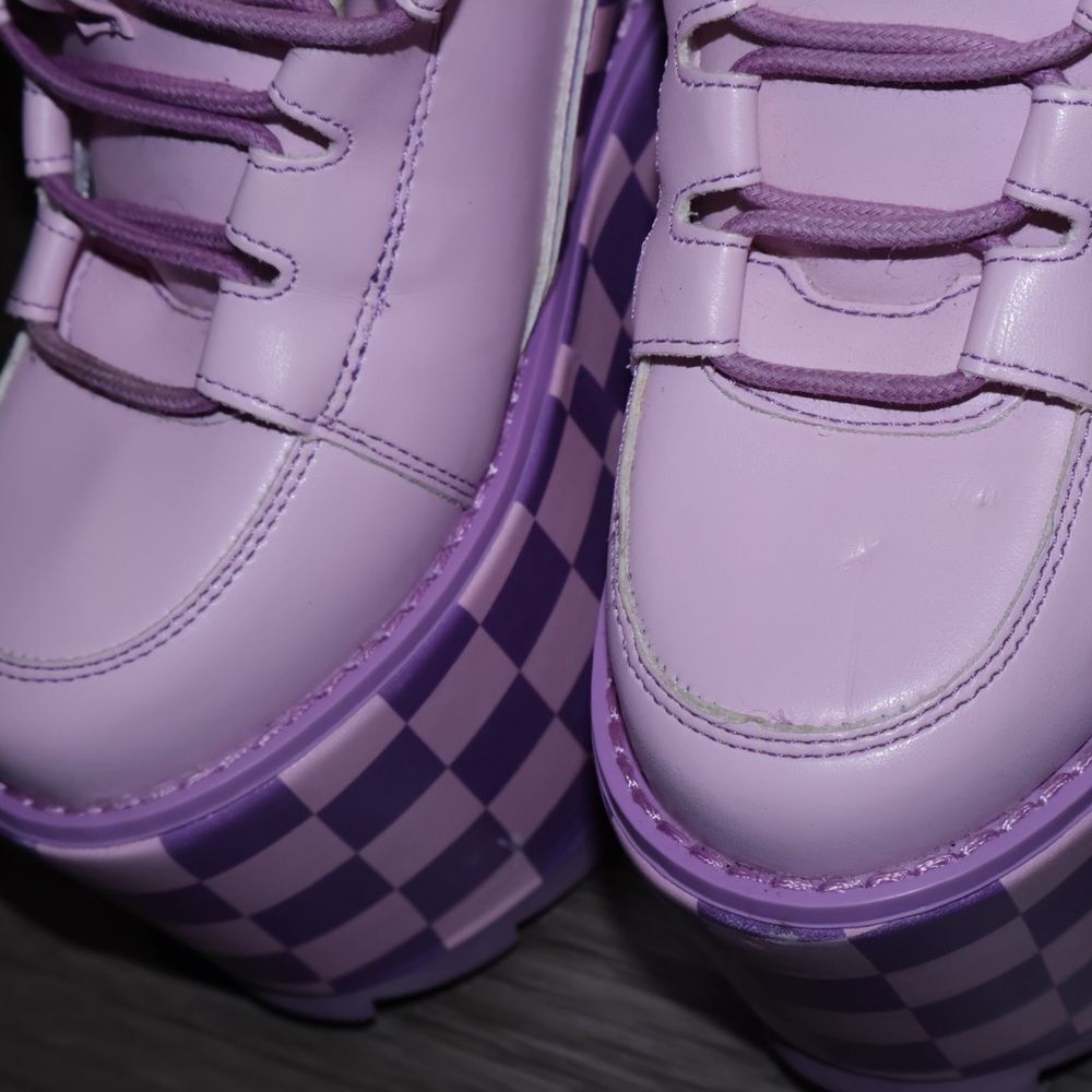 PINK/LAVENDER QOZMO CHECKERPLATFORM SNEAKERS womens 5 - Picture 6 of 12